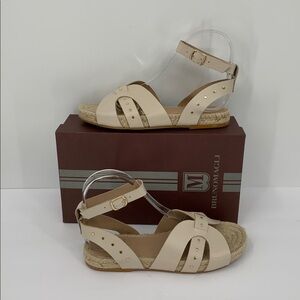 Bruno Magli Perla Espadrille flat sandal shoe cream studded ankle strap new 7